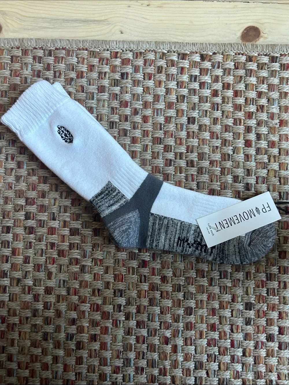 Free People White Crew Socks with Gray Accents